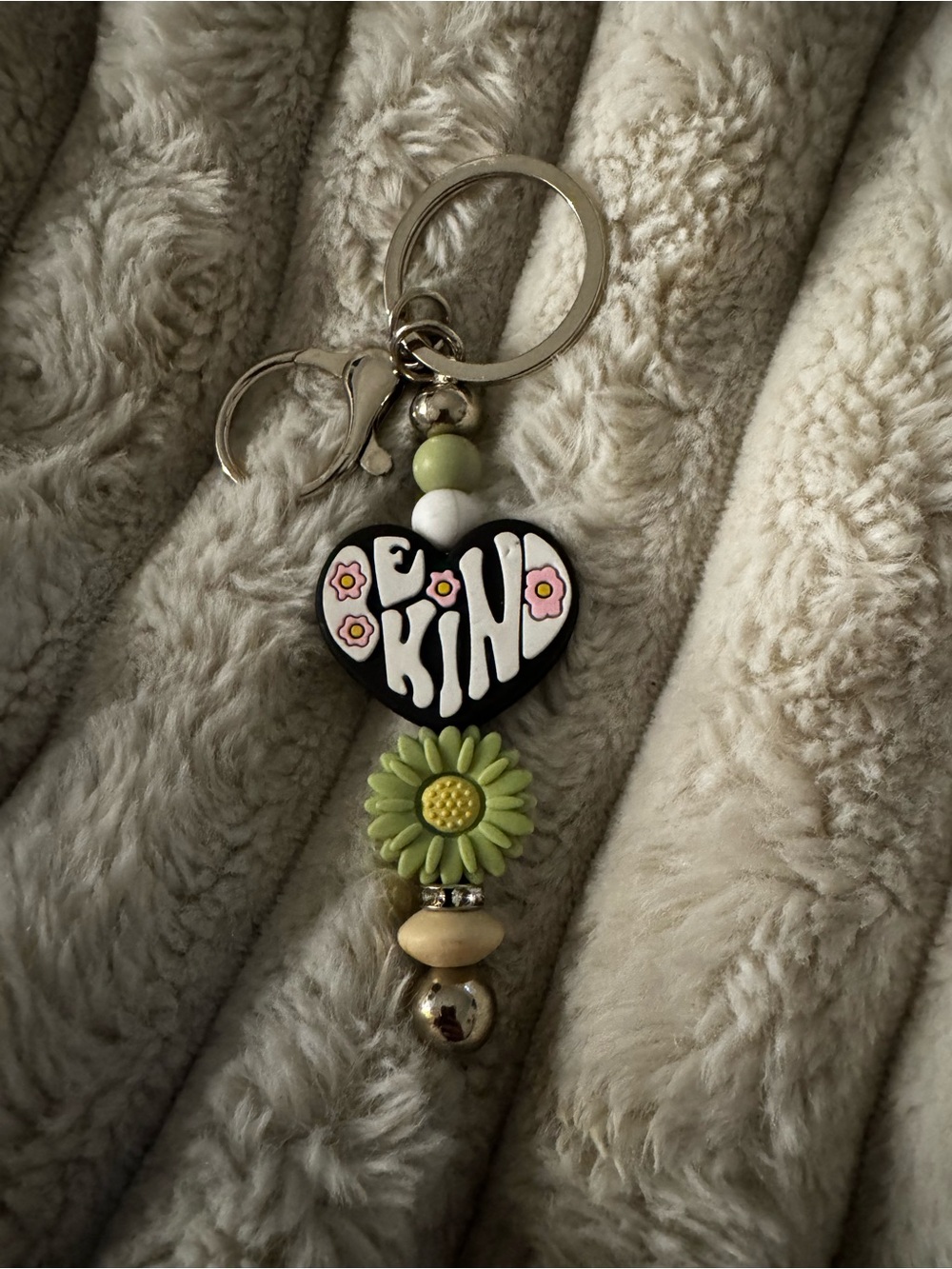 Be Kind Heart Keychain in Black and Green